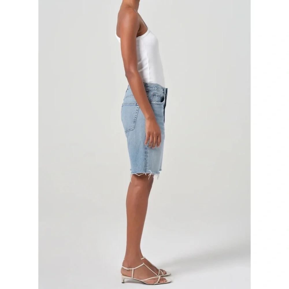 AGOLDE 90s Long Jean Shorts Blue in Force 25